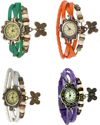 

NS18 Vintage Butterfly Rakhi Combo of 4 Green, White, Orange And Purple Watch - For Women
