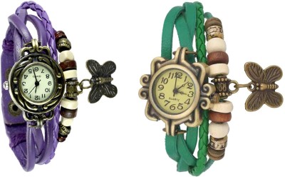 NS18 Vintage Butterfly Rakhi Watch Combo of 2 Purple And Green Analog Watch  - For Women   Watches  (NS18)
