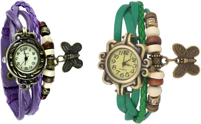 NS18 Vintage Butterfly Rakhi Watch Combo of 2 Purple And Green Analog Watch  - For Women   Watches  (NS18)