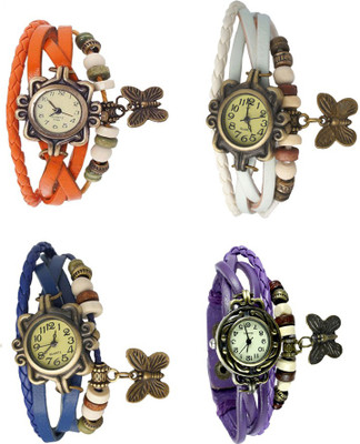 

Kissu Vintage Rakhi Combo of 4 Orange, Blue, White And Purple Watch - For Women