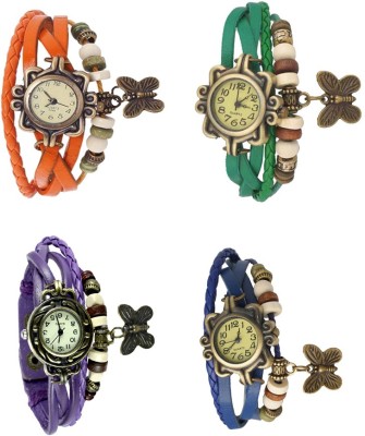 NS18 Vintage Butterfly Rakhi Combo of 4 Orange, Purple, Green And Blue Analog Watch  - For Women   Watches  (NS18)