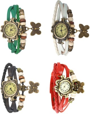 NS18 Vintage Butterfly Rakhi Combo of 4 Green, Black, White And Red Analog Watch  - For Women   Watches  (NS18)