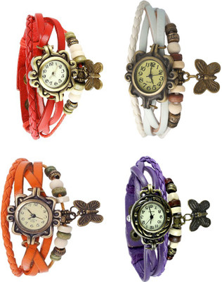 

Kissu Vintage Rakhi Combo of 4 Red, Orange, White And Purple Watch - For Women
