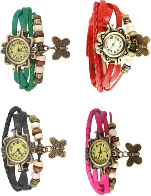 NS18 Vintage Butterfly Rakhi Combo of 4 Green, Black, Red And Pink Analog Watch  - For Women   Watches  (NS18)