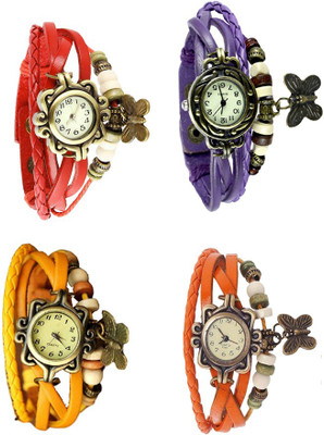 

Kissu Vintage Rakhi Combo of 4 Red, Yellow, Purple And Orange Watch - For Women