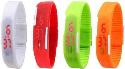 NS18 Silicone Led Magnet Band Combo of 4 White, Red, Green And Orange Digital Watch  - For Boys & Girls   Watches  (NS18)