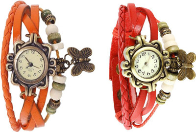

Kissu Vintage Rakhi Watch Combo of 2 Orange And Red Watch - For Women