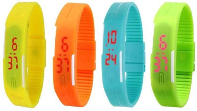 NS18 Silicone Led Magnet Band Combo of 4 Yellow, Orange, Sky Blue And Green Digital Watch  - For Boys & Girls   Watches  (NS18)
