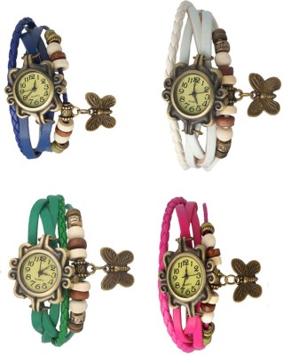 NS18 Vintage Butterfly Rakhi Combo of 4 Blue, Green, White And Pink Analog Watch  - For Women   Watches  (NS18)
