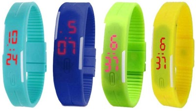 NS18 Silicone Led Magnet Band Combo of 4 Sky Blue, Blue, Green And Yellow Digital Watch  - For Boys & Girls   Watches  (NS18)