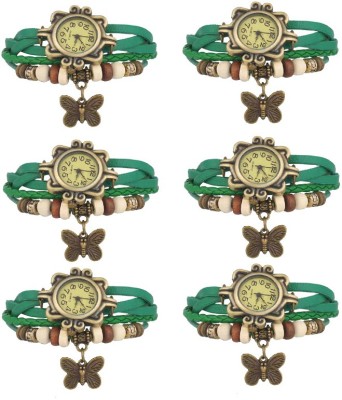 NS18 Vintage Butterfly Rakhi Combo of 6 Green Analog Watch  - For Women   Watches  (NS18)
