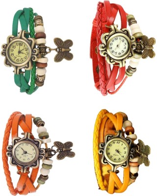 NS18 Vintage Butterfly Rakhi Combo of 4 Green, Orange, Red And Yellow Analog Watch  - For Women   Watches  (NS18)