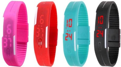 NS18 Silicone Led Magnet Band Combo of 4 Pink, Red, Sky Blue And Black Digital Watch  - For Boys & Girls   Watches  (NS18)