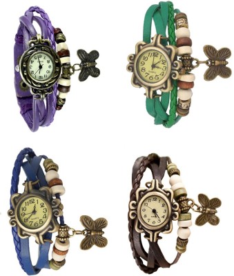 NS18 Vintage Butterfly Rakhi Combo of 4 Purple, Blue, Green And Brown Analog Watch  - For Women   Watches  (NS18)