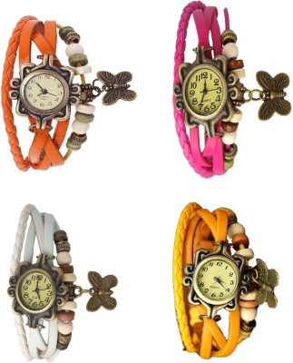 NS18 Vintage Butterfly Rakhi Combo of 4 Orange, White, Pink And Yellow Analog Watch  - For Women   Watches  (NS18)