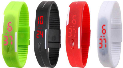 

Kissu Led Magnet Band Combo of 4 Green, Black, Red And White Watch - For Men & Women
