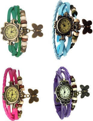

NS18 Vintage Butterfly Rakhi Combo of 4 Green, Pink, Sky Blue And Purple Watch - For Women