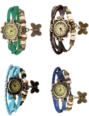 NS18 Vintage Butterfly Rakhi Combo of 4 Green, Sky Blue, Brown And Blue Analog Watch  - For Women   Watches  (NS18)