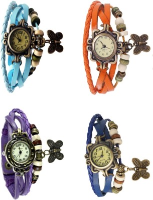 NS18 Vintage Butterfly Rakhi Combo of 4 Sky Blue, Purple, Orange And Blue Analog Watch  - For Women   Watches  (NS18)