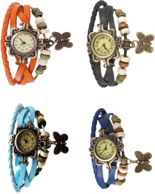 NS18 Vintage Butterfly Rakhi Combo of 4 Orange, Sky Blue, Black And Blue Analog Watch  - For Women   Watches  (NS18)