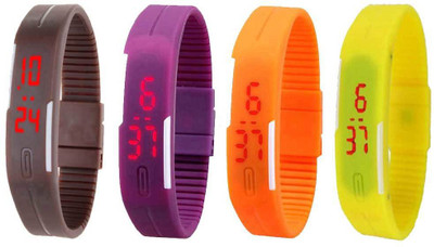 

Kissu Led Magnet Band Combo of 4 Brown, Purple, Orange And Yellow Watch - For Men & Women