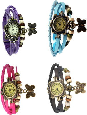 

Kissu Vintage Rakhi Combo of 4 Purple, Pink, Sky Blue And Black Watch - For Women