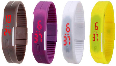 

Kissu Led Magnet Band Combo of 4 Brown, Purple, White And Yellow Watch - For Men & Women