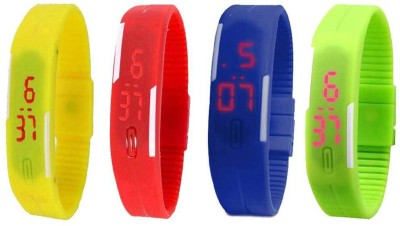 NS18 Silicone Led Magnet Band Combo of 4 Yellow, Red, Blue And Green Digital Watch  - For Boys & Girls   Watches  (NS18)