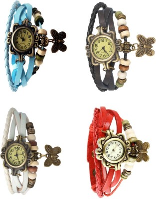 NS18 Vintage Butterfly Rakhi Combo of 4 Sky Blue, White, Black And Red Analog Watch  - For Women   Watches  (NS18)