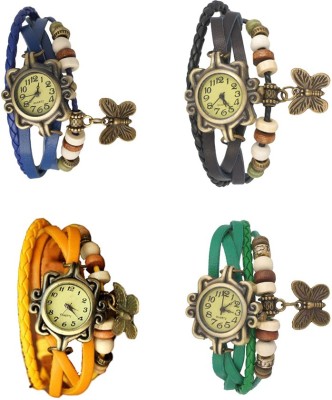 NS18 Vintage Butterfly Rakhi Combo of 4 Blue, Yellow, Black And Green Analog Watch  - For Women   Watches  (NS18)