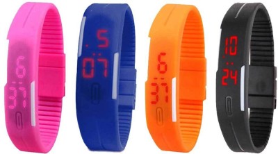 NS18 Silicone Led Magnet Band Combo of 4 Pink, Blue, Orange And Black Digital Watch  - For Boys & Girls   Watches  (NS18)