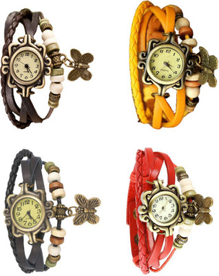 

Kissu Vintage Rakhi Combo of 4 Brown, Black, Yellow And Red Watch - For Women
