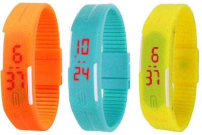 NS18 Silicone Led Magnet Band Combo of 3 Orange, Sky Blue And Yellow Digital Watch  - For Boys & Girls   Watches  (NS18)