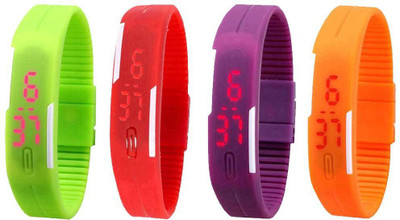 View NS18 Silicone Led Magnet Band Combo of 4 Green, Red, Purple And Orange Digital Watch  - For Boys & Girls Wrist Watches Price Online(NS18)