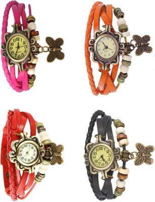 

Kissu Vintage Rakhi Combo of 4 Pink, Red, Orange And Black Watch - For Women