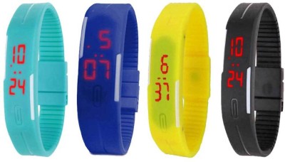 NS18 Silicone Led Magnet Band Combo of 4 Sky Blue, Blue, Yellow And Black Digital Watch  - For Boys & Girls   Watches  (NS18)