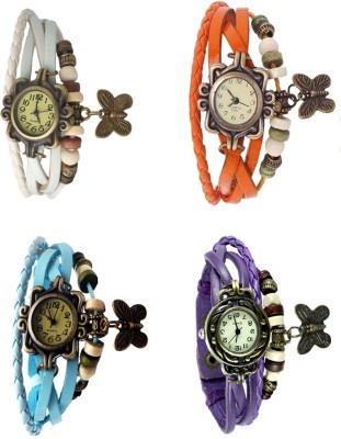 NS18 Vintage Butterfly Rakhi Combo of 4 White, Sky Blue, Orange And Purple Analog Watch  - For Women   Watches  (NS18)