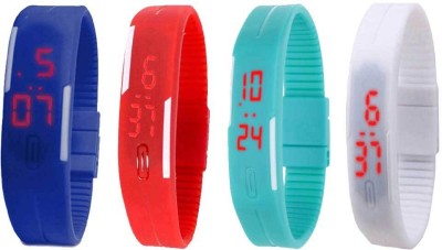 NS18 Silicone Led Magnet Band Combo of 4 Blue, Red, Sky Blue And White Digital Watch  - For Boys & Girls   Watches  (NS18)