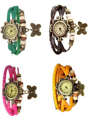 

NS18 Vintage Butterfly Rakhi Combo of 4 Green, Pink, Brown And Yellow Watch - For Women