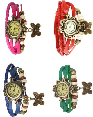 NS18 Vintage Butterfly Rakhi Combo of 4 Pink, Blue, Red And Green Analog Watch  - For Women   Watches  (NS18)