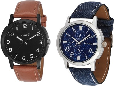 Asgard Brown and Blue Analog Watch  - For Men   Watches  (Asgard)