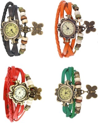 NS18 Vintage Butterfly Rakhi Combo of 4 Black, Red, Orange And Green Analog Watch  - For Women   Watches  (NS18)