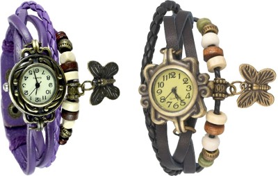 NS18 Vintage Butterfly Rakhi Watch Combo of 2 Purple And Black Analog Watch  - For Women   Watches  (NS18)