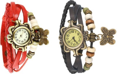 NS18 Vintage Butterfly Rakhi Watch Combo of 2 Red And Black Analog Watch  - For Women   Watches  (NS18)