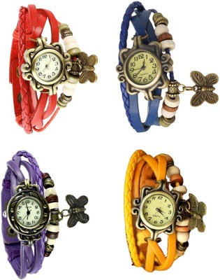 NS18 Vintage Butterfly Rakhi Combo of 4 Red, Purple, Blue And Yellow Analog Watch  - For Women   Watches  (NS18)