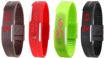 NS18 Silicone Led Magnet Band Combo of 4 Brown, Red, Green And Black Digital Watch  - For Boys & Girls   Watches  (NS18)