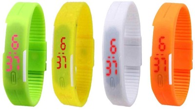 NS18 Silicone Led Magnet Band Combo of 4 Green, White, Yellow And Orange Digital Watch  - For Boys & Girls   Watches  (NS18)