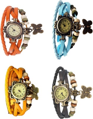 NS18 Vintage Butterfly Rakhi Combo of 4 Orange, Yellow, Sky Blue And Black Watch  - For Women   Watches  (NS18)