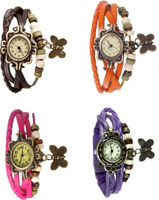 NS18 Vintage Butterfly Rakhi Combo of 4 Brown, Pink, Orange And Purple Analog Watch  - For Women   Watches  (NS18)