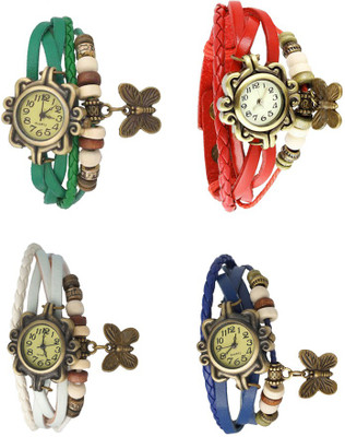 

Kissu Vintage Rakhi Combo of 4 Green, White, Red And Blue Watch - For Women